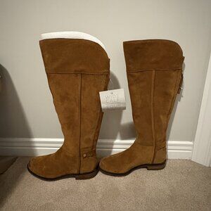 Franco Sarto Christine Wide Calf Tall Boots in Cognac Suede - BRAND NEW